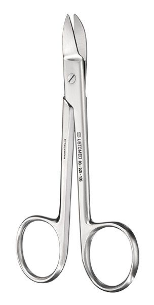 Picture of BEEBEE, Wire/Plate Scissors, curved, 105mm, sharp tip