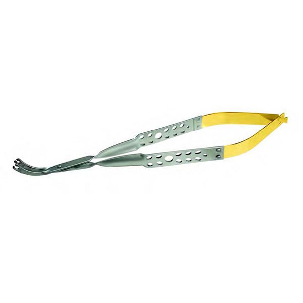 Picture of LASCHAL Corn Suture Forceps, 45° Curve, Diamond Tips, 17cm