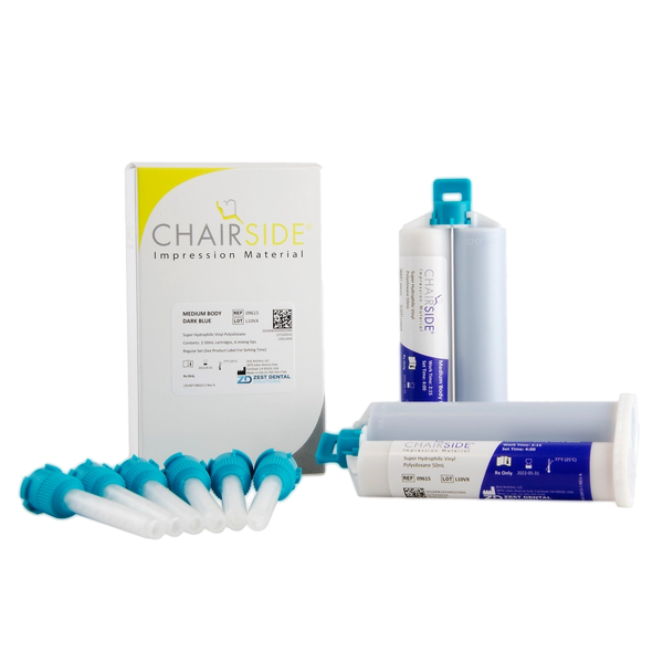 CHAIRSIDE™ Impression Material, Medium Body , 2-50ml cartridges, 6 mixing tips (DARK BLUE)