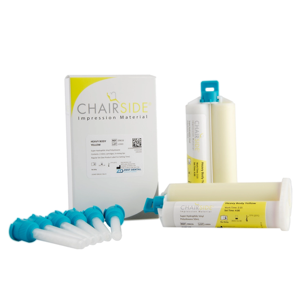 CHAIRSIDE™ Impression Material, Heavy Body, 2-50ml cartridges, 6 mixing tips (YELLOW)