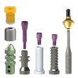 Narrow Platform Straight Multi Unit Kit 1mm Shoulder Includes 1-MU-KSAN, 1-MU-KSSL, 1-MU-KSOTT, 1-MU-KSSLP, 1-MU-KS-PT, 1-MU-KSHC & 2-MU-KSTS RITTM-NL-MU-KS10K
