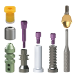 Narrow Platform Straight Multi Unit Kit 3mm Shoulder Includes 1-MU-KSAN, 1-MU-KSSL, 1-MU-KSOTT, 1-MU-KSSLP, 1-MU-KS-PT, 1-MU-KSHC & 2-MU-KSTS