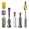 Straight Multi Unit Kit 4mm Shoulder Includes 1-MU-KSAN, 1-MU-KSSL, 1-MU-KSOTT, 1-MU-KSSLP, 1-MU-KS-PT, 1-MU-KSHC & 2-MU-KSTS