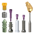 Narrow Platform 30° Angled Multi Unit Kit 4mm Shoulder Includes 1-MU-KSAN, 1-MU-KSSL, 1-MU-KSOTT, 1-MU-KSSLP, 1-MU-KS-PT, 1-MU-KSHC , 2-MU-KSTS, 1-MU-HD & 1-NL-MU-TSAMU